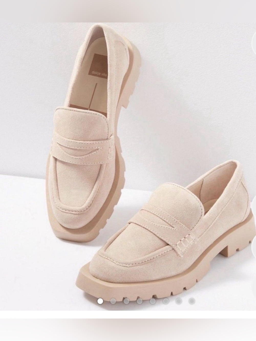 Dolce Vita Women’s Light Beige Suede Lug Sole Loafers Office Back to School SZ 6